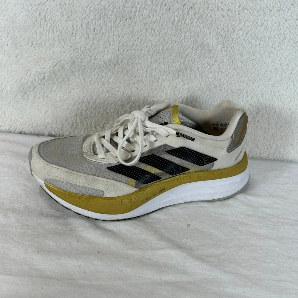 Adidas‎ Adizero Boston 10 Running Shoes Womens White Gold GY0905 Size 5
